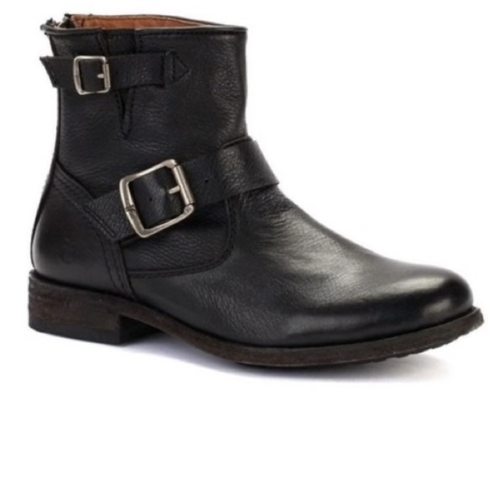 Frye Black Buckle Ankle Booties